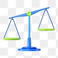 Blue justice scale png 3D element, transparent background