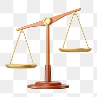 Scale of Justice png 3D element, transparent background