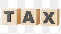 Tax png word, 3D wood block typography, transparent background