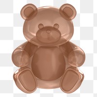 Brown teddy bear png 3D illustration, transparent background