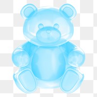 Blue teddy bear png, 3D illustration on transparent background