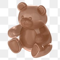 Brown teddy bear png 3D illustration, transparent background