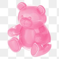 Pink teddy bear png, 3D illustration on transparent background