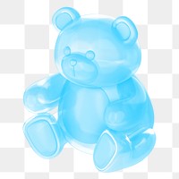 Blue teddy bear png, 3D illustration on transparent background