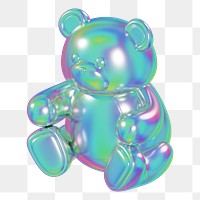 Metallic teddy bear png, 3D illustration on transparent background