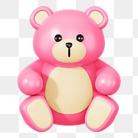 Pink teddy bear png, 3D illustration on transparent background