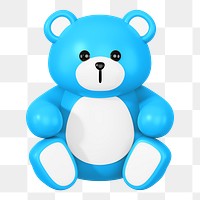 Blue teddy bear png, 3D illustration on transparent background