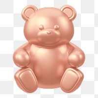 Copper teddy bear png, 3D illustration on transparent background