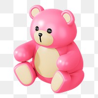 Pink teddy bear png, 3D illustration on transparent background