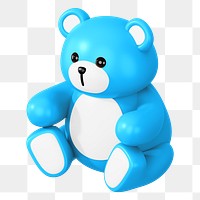 Blue teddy bear png, 3D illustration on transparent background