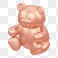 Copper teddy bear png, 3D illustration on transparent background