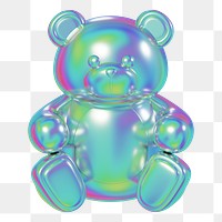 Metallic teddy bear png, 3D illustration on transparent background