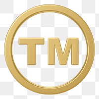 Golden trademark png symbol 3D, transparent background