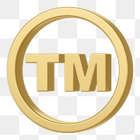 Golden trademark png symbol 3D, transparent background