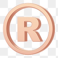 Pink gold png registered trademark symbol 3D, transparent background