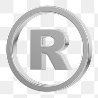 Silver registered trademark png symbol 3D, transparent background