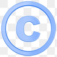 Blue copyright png symbol 3D, transparent background