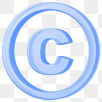 Blue copyright png symbol 3D, transparent background