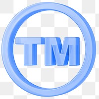 Blue trademark png symbol 3D, transparent background