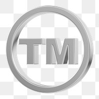 Silver trademark symbol png 3D, transparent background
