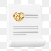 Marriage certificate png, 3D wedding remix, transparent background