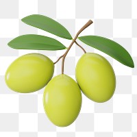 PNG 3D olive fruit, element illustration, transparent background