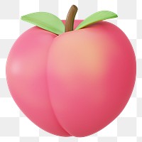 PNG 3D peach fruit, element illustration, transparent background