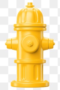 PNG 3D yellow fire hydrant, element illustration, transparent background