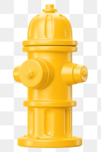 PNG 3D yellow fire hydrant, element illustration, transparent background