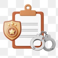 PNG 3D police career, handcuffs & badge, job remix, transparent background