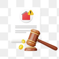 PNG Property confiscation law, 3D gavel remix, transparent background