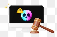 Cybersecurity law png, 3D gavel and computer remix, transparent background