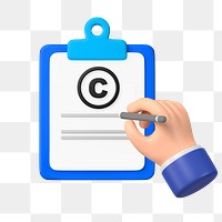 PNG Hand signing copyright document, 3D remix, transparent background