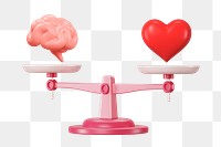 Scale png weighing heart & brain 3D element, transparent background