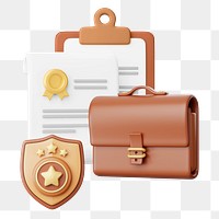 PNG 3D police career, briefcase & badge, job remix, transparent background