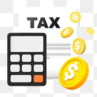 3D tax filing png, calculator, finance remix, transparent background