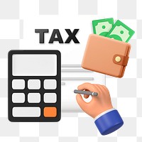 3D tax filing png, calculator, finance remix, transparent background