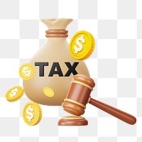 3D tax law png remix, gravel and money illustration, transparent background