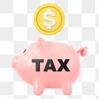 Tax payment png, piggy bank, 3D finance remix, transparent background