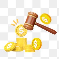 3D tax law png remix, gravel and money illustration, transparent background