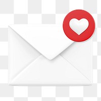 Love letter png 3D, transparent background