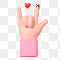 ILY hand sign png 3D element, transparent background