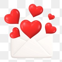 Love letter png bursting hearts, transparent background