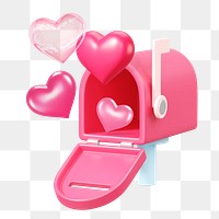 Pink mailbox png bursting heart, transparent background