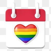 Pride month calendar png, 3D LGBTQ remix, transparent background