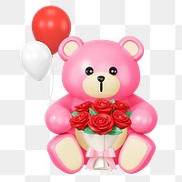 Valentine's Day png teddy bear, 3D illustration, transparent background