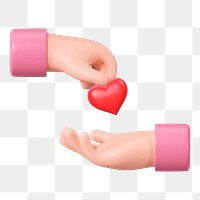 Hand giving heart png, 3D love remix, transparent background