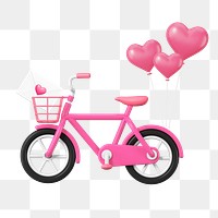 Pink bicycle png, 3D Valentine's illustration, transparent background