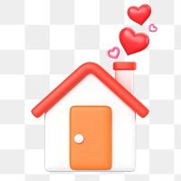 Loving home png, 3D house illustration, transparent background