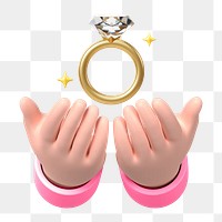 Hand presenting engagement png ring, wedding proposal remix, transparent background